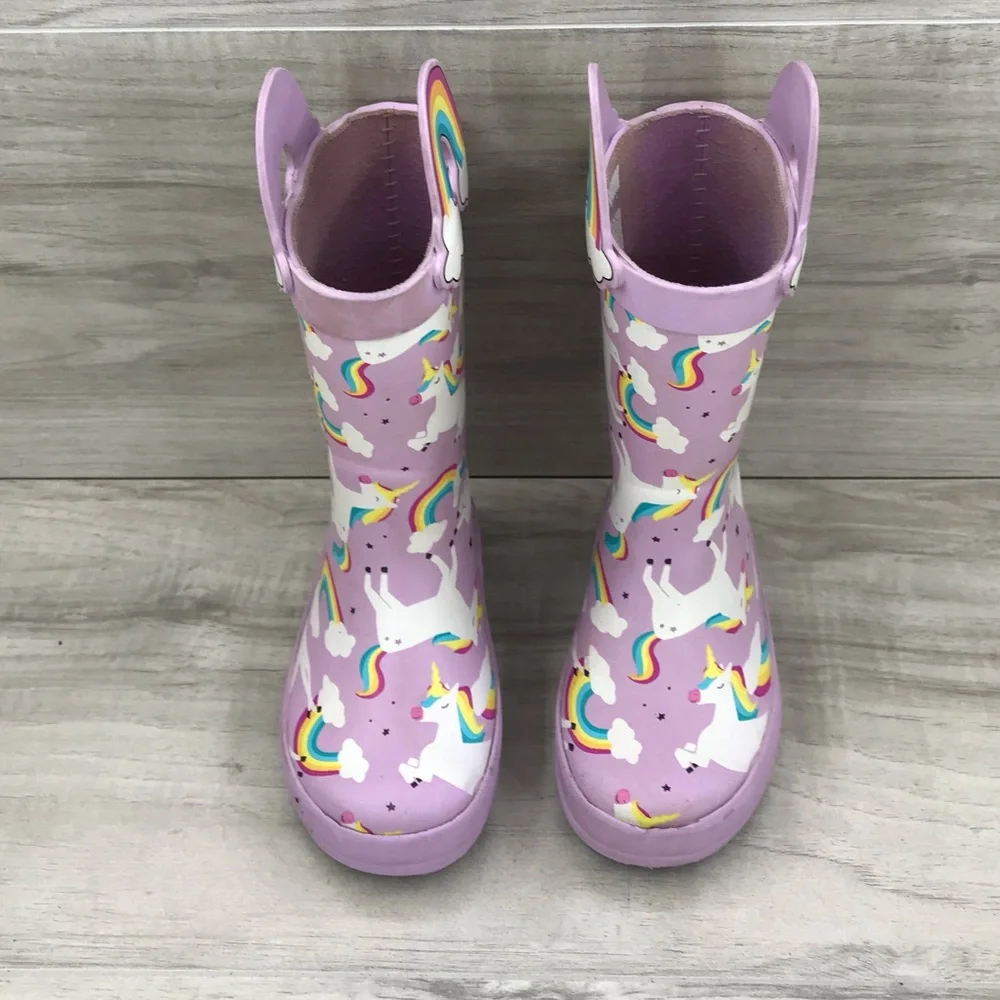 Cat & Jack unicorn purple rain boots size 5